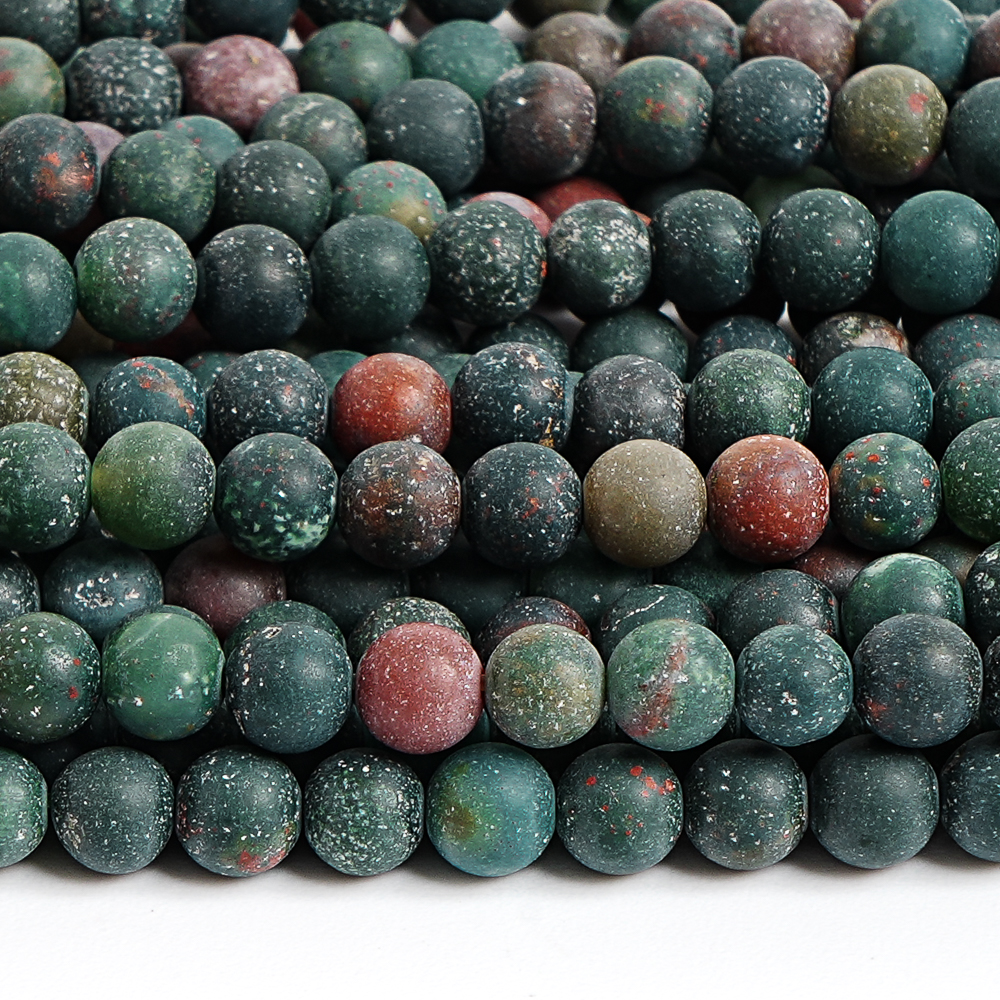 Vintage Fashion Wholesale - 4mm Matte Dark Green Bloodstone Round