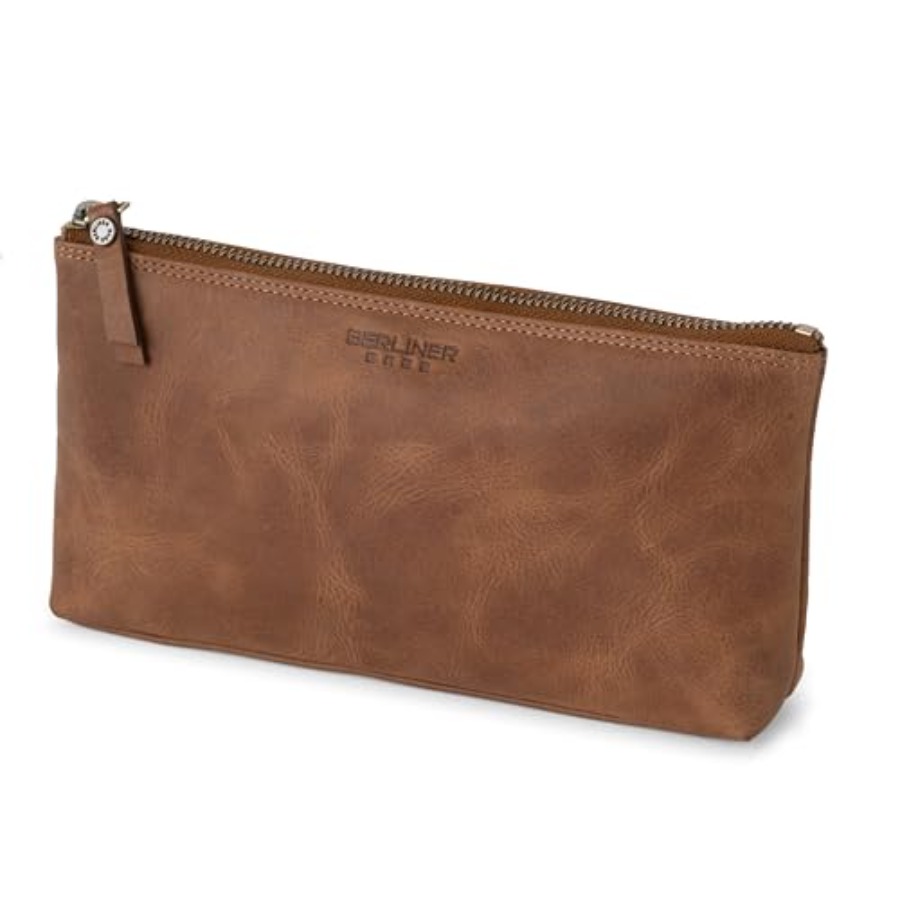 Vintage Zipper - Vintage Genuine Leather Makeup Bag Anna,