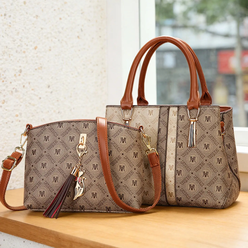 Women's Handbag Set with Shoul - Vintage Zipper ulasan dan harga
