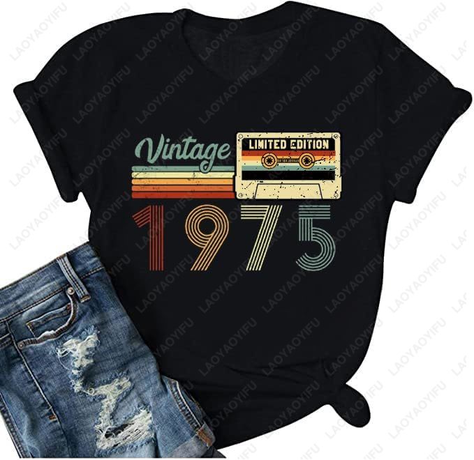 Vintage 1975 T-Shirts for Wome - Vintage Fashion Meaning ulasan dan harga