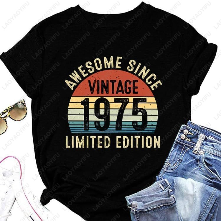 Vintage 1975 T-Shirts for Wome - Vintage Fashion Meaning ulasan dan harga