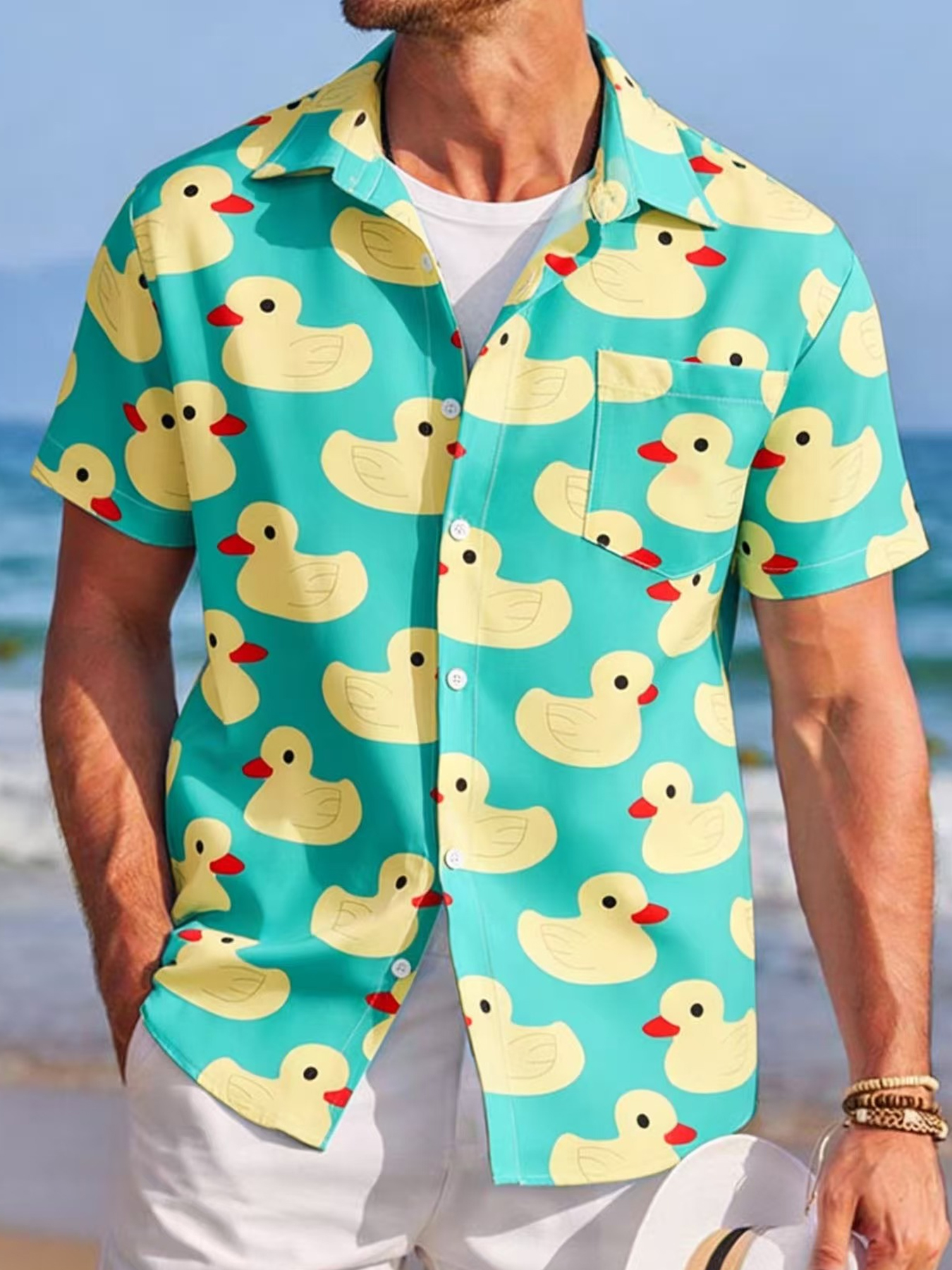 Men's Shirt Top, Rubber Duck P - Bowling Shirt Camp ulasan dan harga
