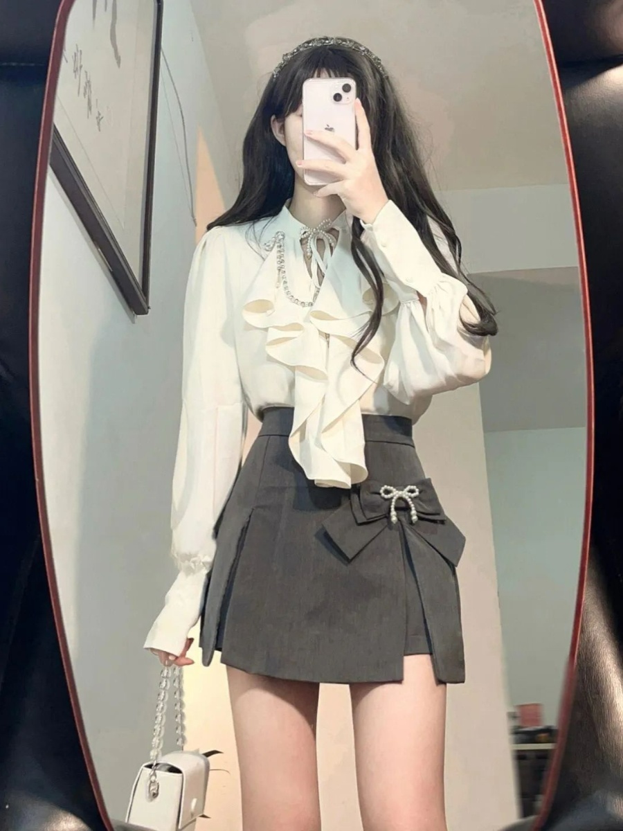Elegant Vintage Long Sleeve Sh - Vintage Fashion Jersey ulasan dan harga