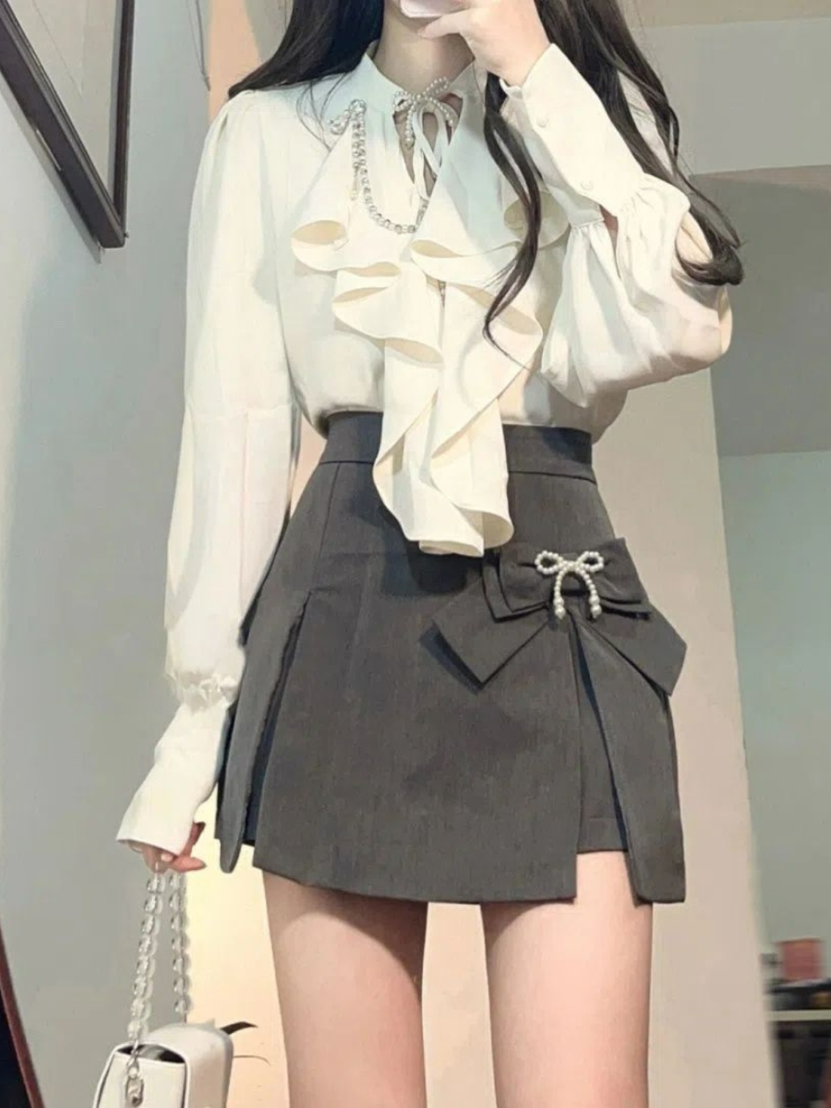 Elegant Vintage Long Sleeve Sh - Vintage Fashion Jersey ulasan dan harga