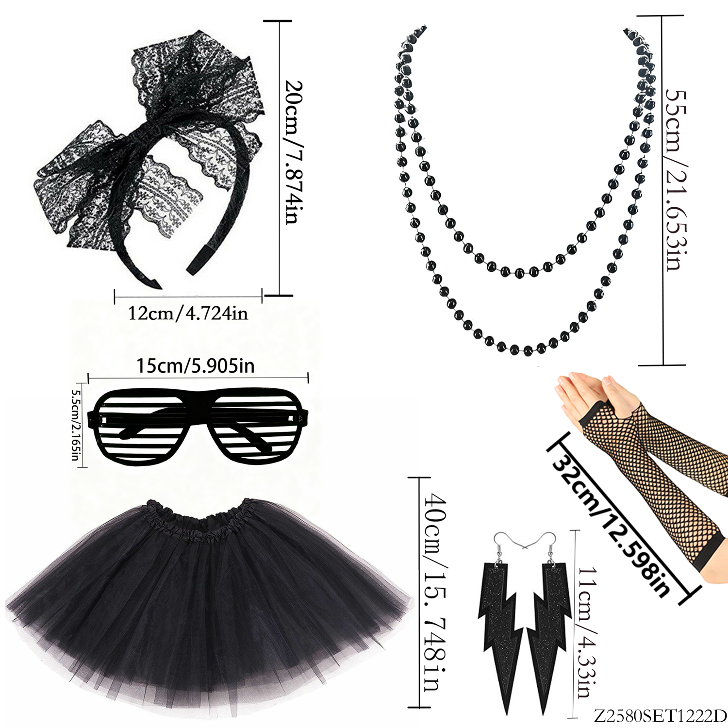 PESENAR Edgy Black 80s 6-Piece - Vintage Fashion Look ulasan dan harga