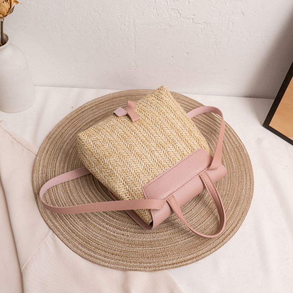 Fashion PU Leather Straw Backp - Vintage Fashion Look ulasan dan harga